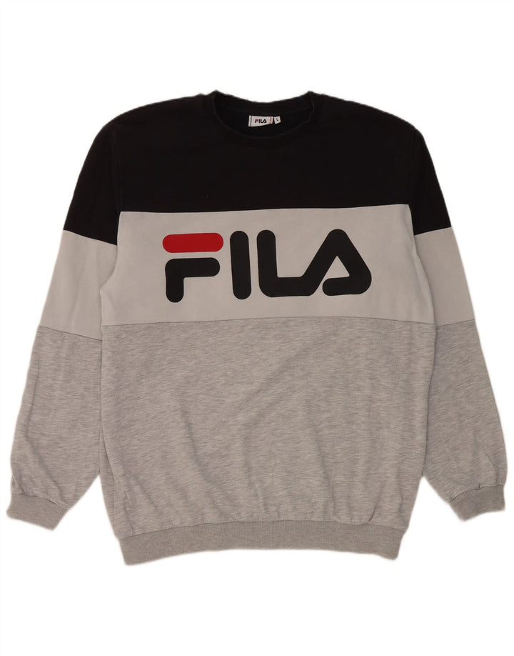 Męska bluza z grafiką Fila, duża, wielobarwna, bawełniana z blokami kolorów