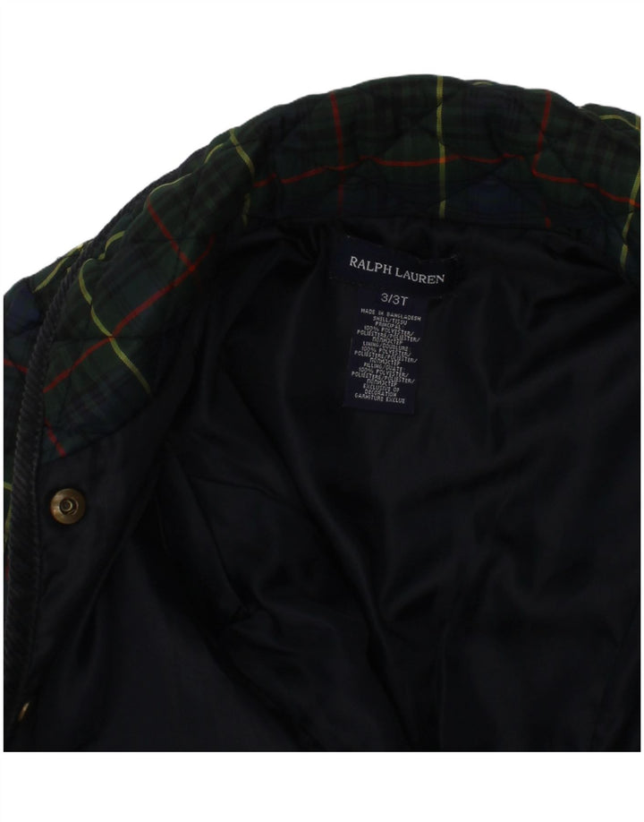Ralph Lauren Dziewczęca pikowana kurtka 2-3 lata, poliester w zieloną kratkę