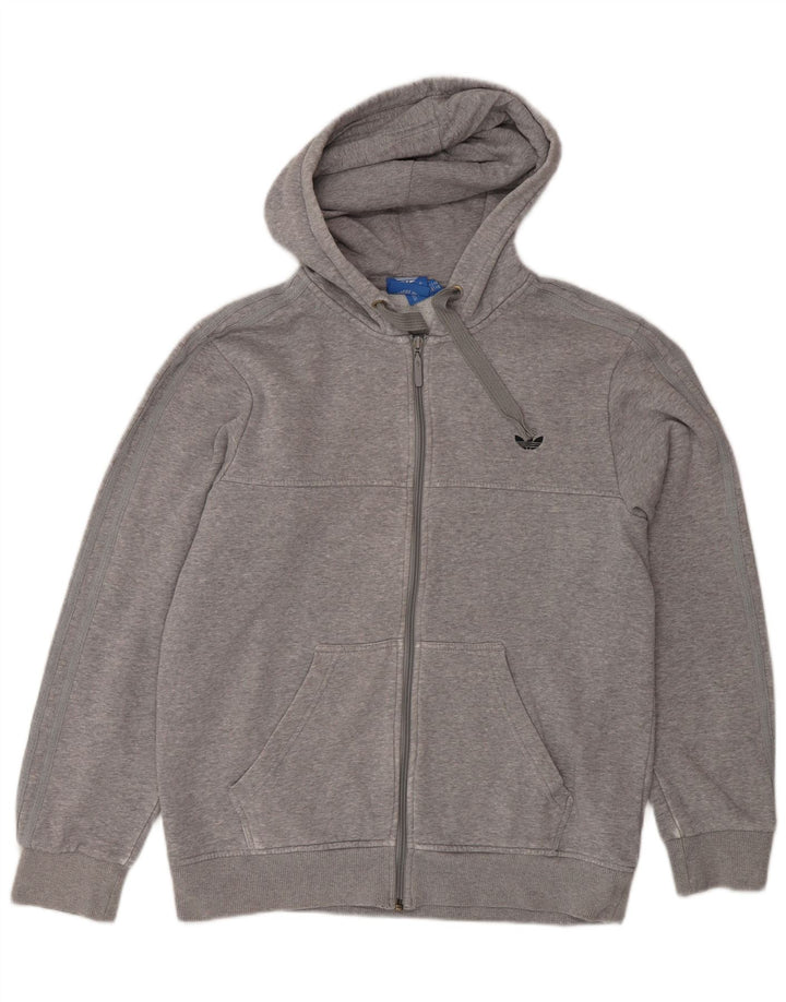 Adidas Męski sweter z kapturem i zamkiem błyskawicznym, średnioszary, bawełniany