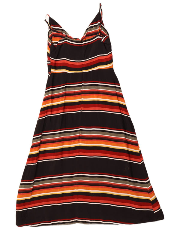 WAREHOUSE Damska sukienka wiązana z przodu, wiązana z przodu, UK 10, wiskoza w małe czarne paski