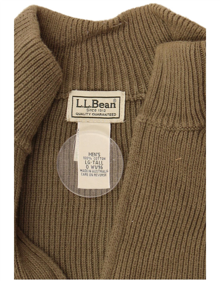 L.L.Bean Męski sweter zapinany na zamek, duży, bawełniany khaki