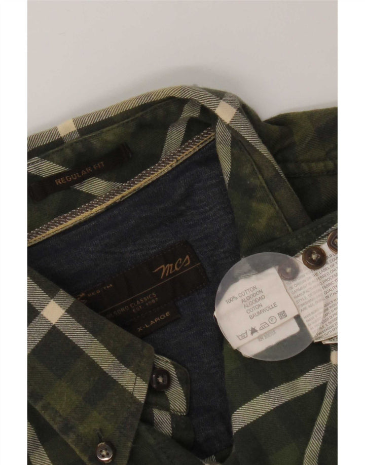 Marlboro Classics Męska koszula flanelowa XL, bawełniana w zieloną kratkę