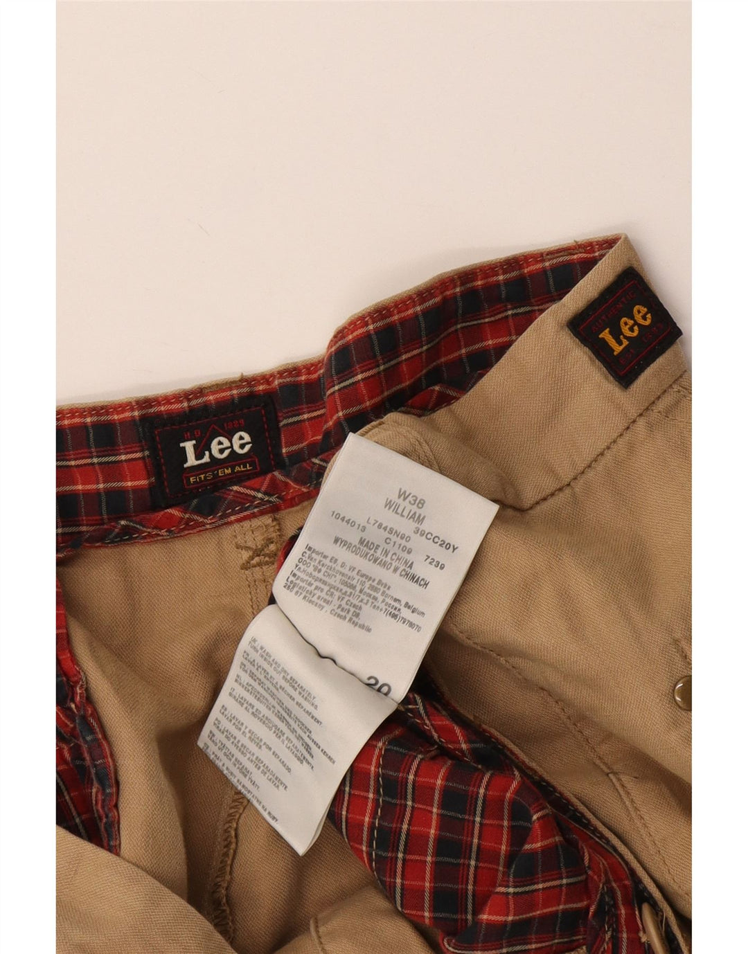 Męskie spodenki Chino Lee W38 XL, beżowa bawełna