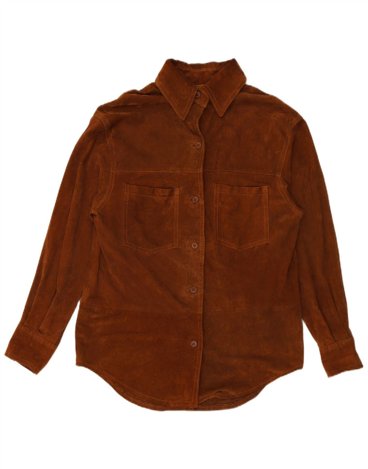 Zamszowa koszula damska VINTAGE UK 16, duża brązowa