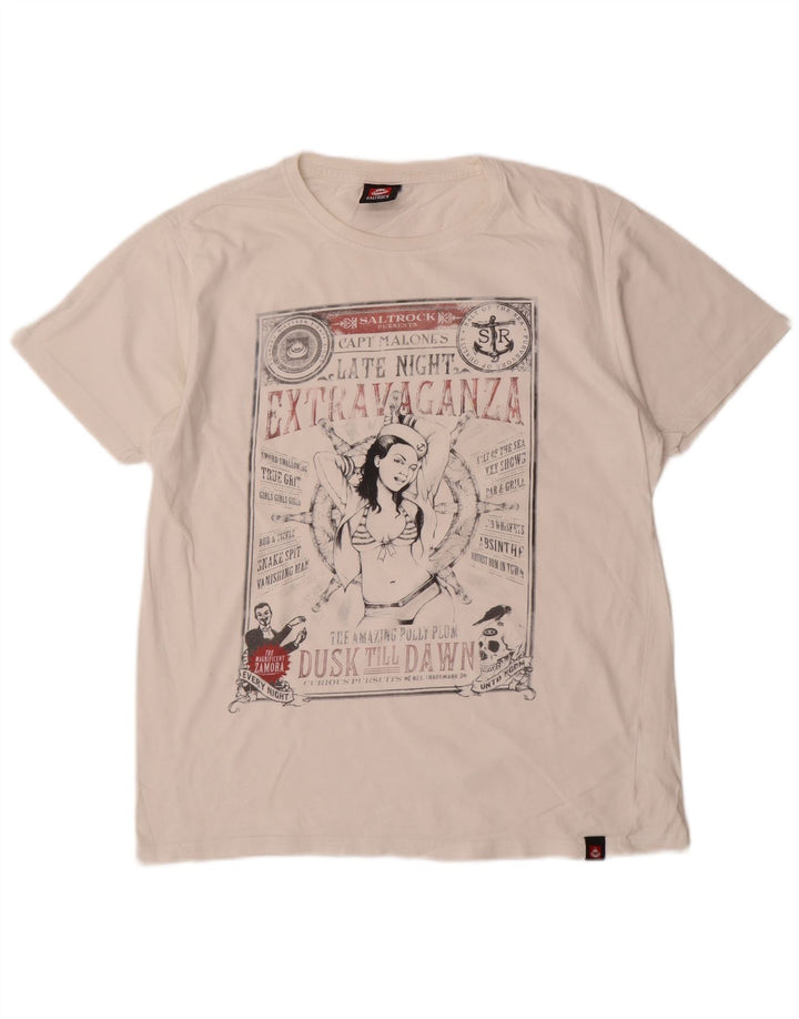 Męska koszulka z grafiką Saltrock Top, średnia biel