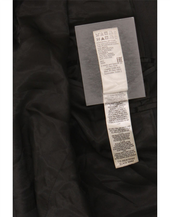 Marks & Spencer Męska marynarka zapinana na 2 guziki UK 38 Średnia czarna wełna