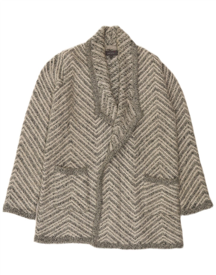 Marks & Spencer Damski sweter o przedłużonym fasonie, UK 14, średni szary Chevron