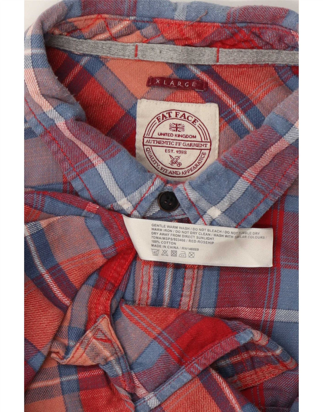 Koszula flanelowa męska Fat Face XL w czerwoną kratę, bawełniana