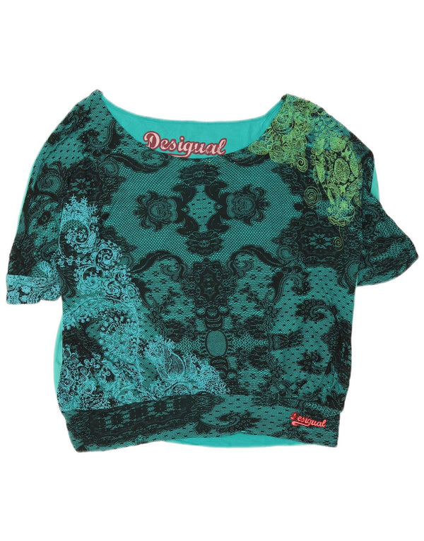 Damska bluzka oversize Desigual z grafiką Top UK 18 XL Turkusowa paisley