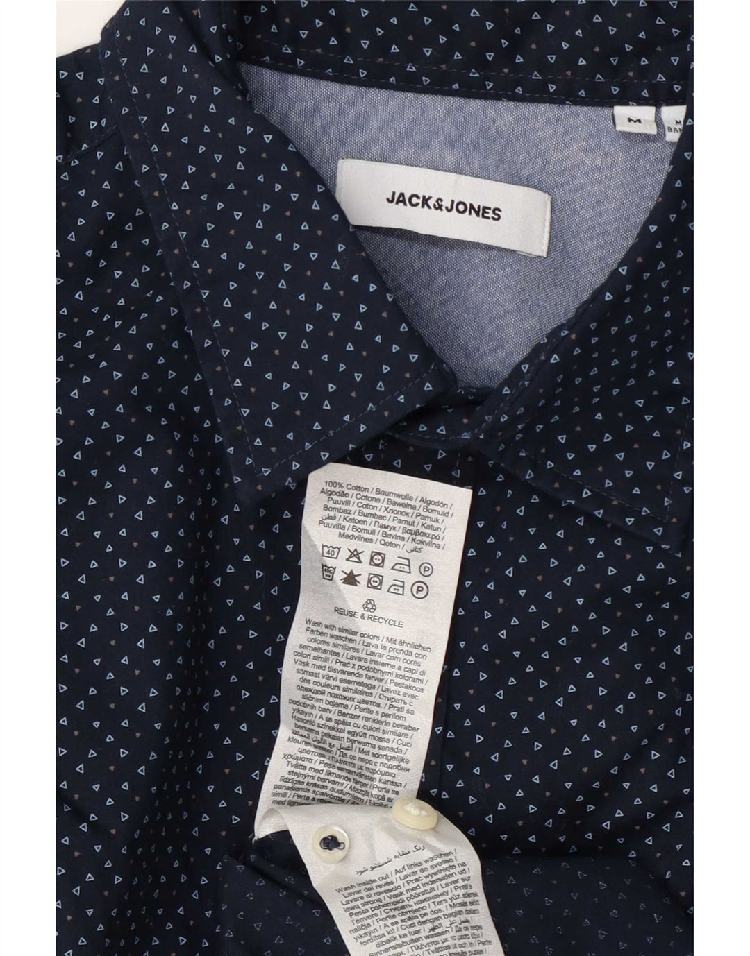 Koszula męska Jack & Jones, średnia, granatowa, bawełniana w cętki