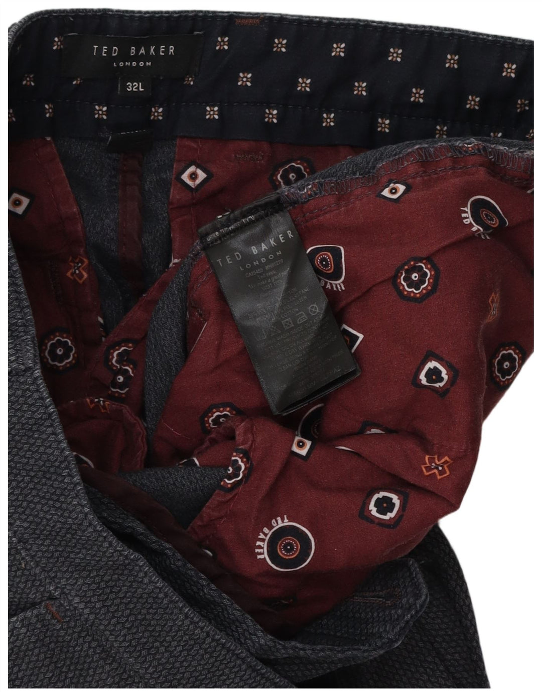 Męskie spodnie garniturowe Ted Baker W32 L30 Szary poliester