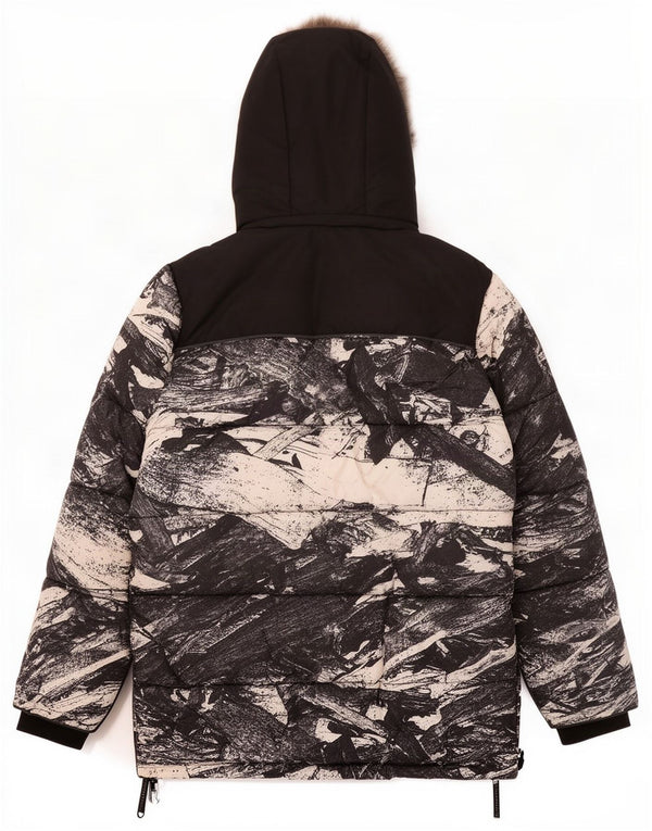 Męska kurtka narciarska z kapturem Superdry UK 42 XL, czarny poliester z blokami kolorów