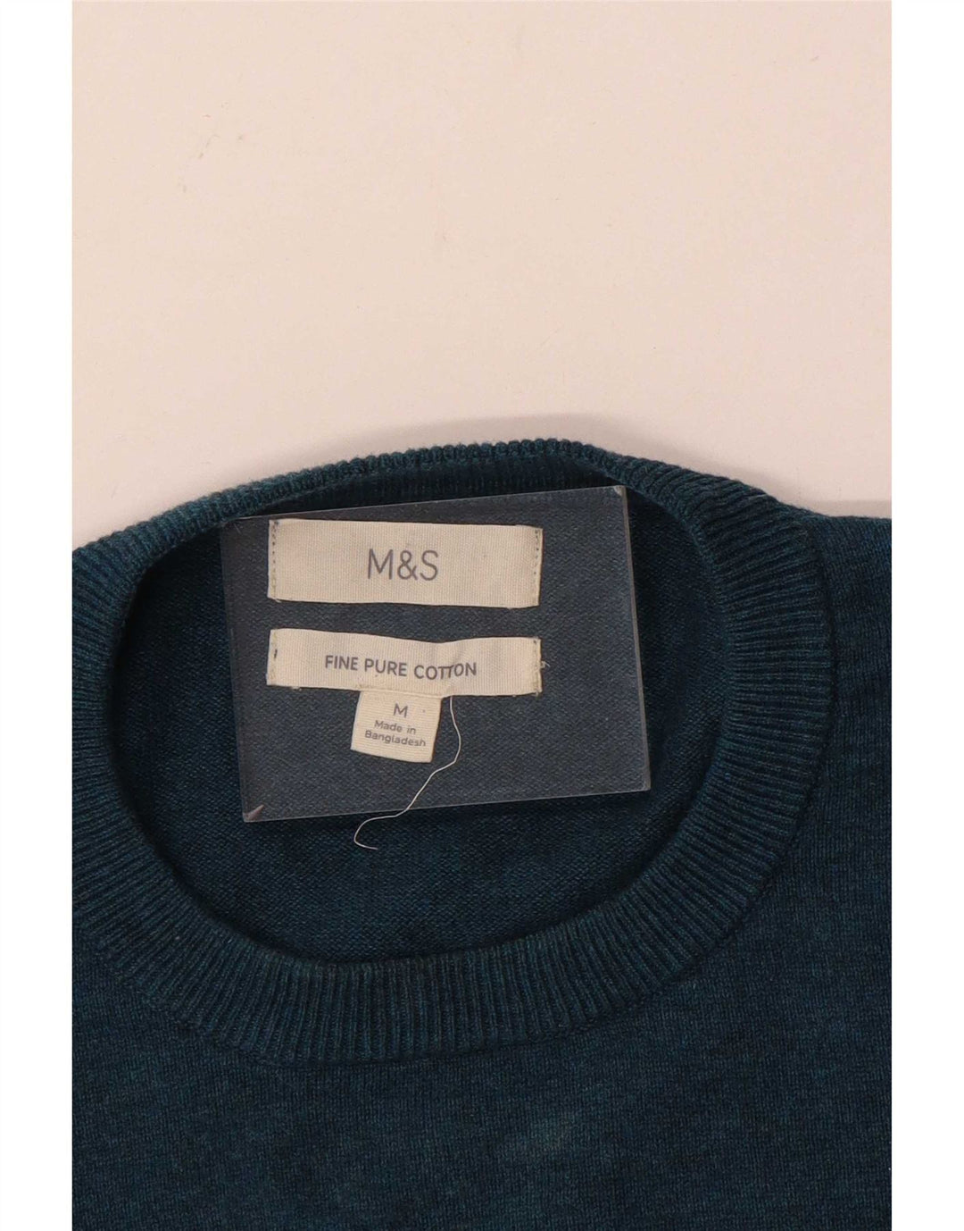 Marks & Spencer Męski sweter z okrągłym dekoltem, średni niebieski, bawełniany
