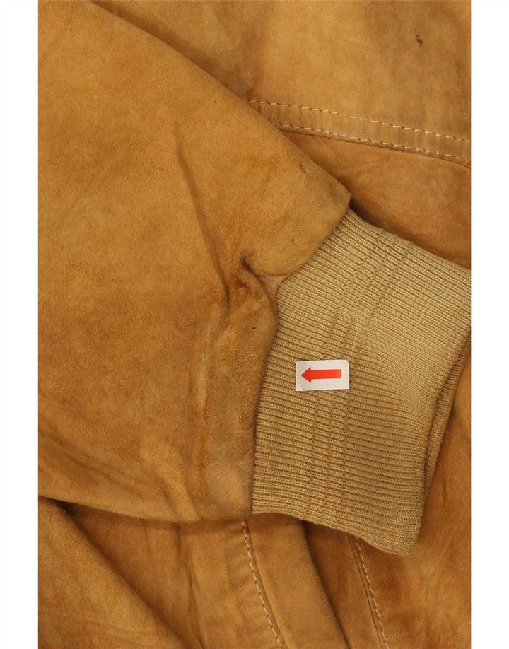 Męska zamszowa kurtka bomber w stylu vintage IT 50, duża, beżowa