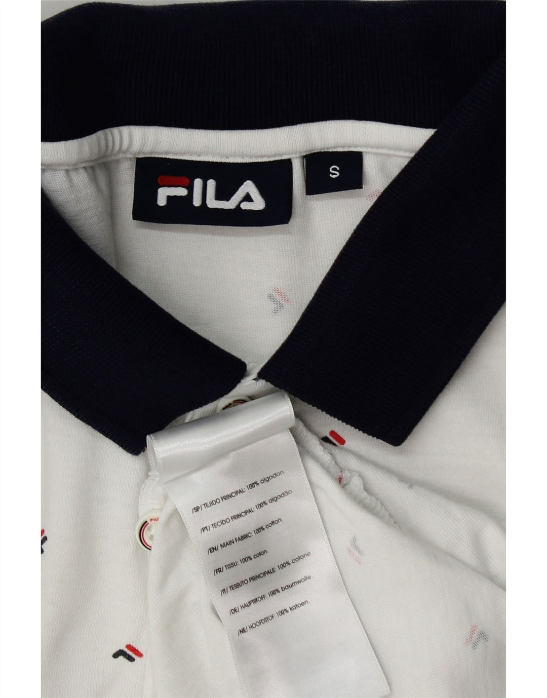 Męska koszulka polo Fila z grafiką, mała, biała, bawełniana