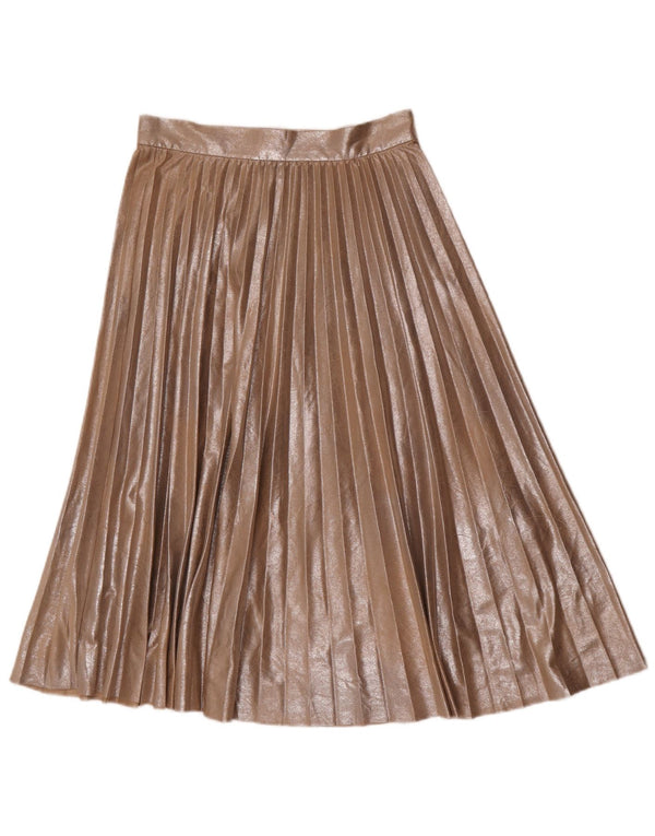 Zara Womens High Waist Pleated Skirt Small W26 Brown Polyester