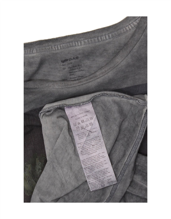 GAS Mens Graphic T-Shirt Top Medium Grey Cotton Vintage Gas and Second-Hand Gas from Messina Hembry 