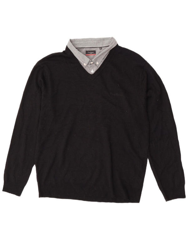 Pierre Cardin Mens Polo Neck Jumper Sweater 4XL Black Acrylic
