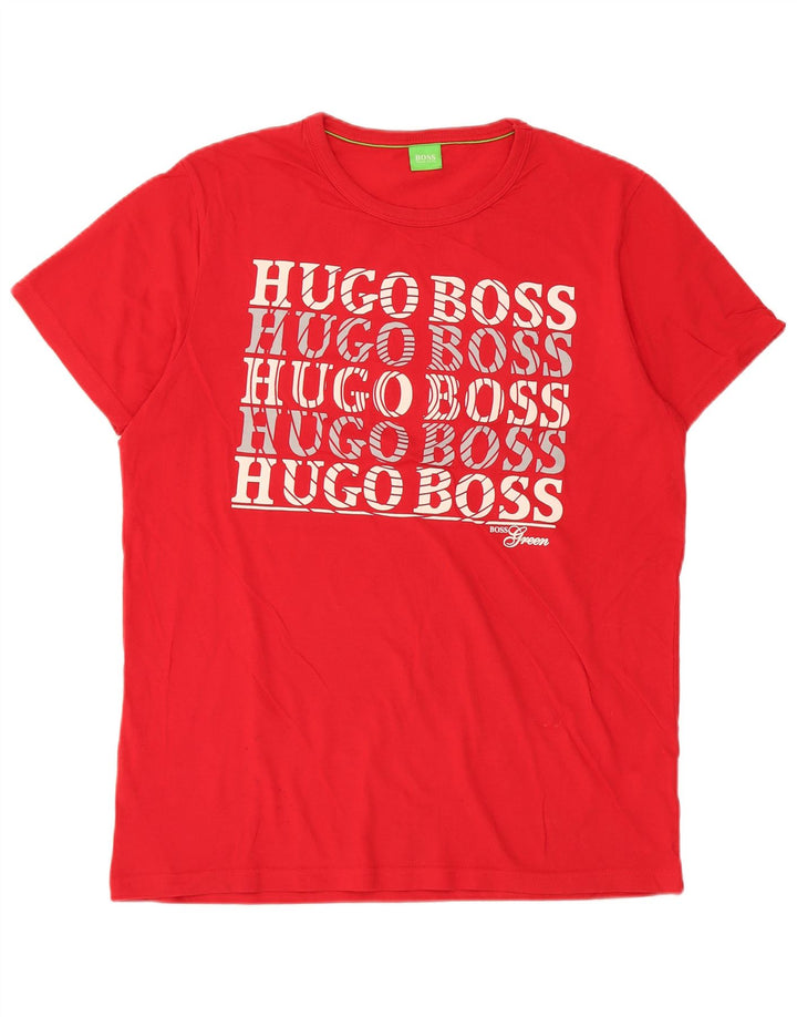 Męska koszulka z grafiką Hugo Boss, duża, czerwona, bawełniana