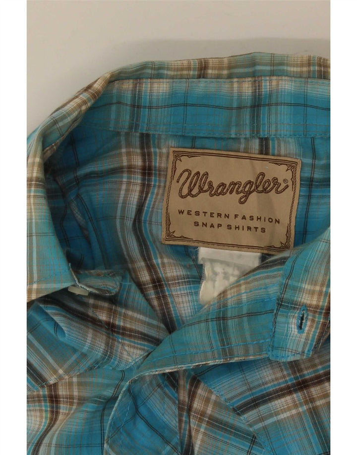 Męska koszula z krótkim rękawem Wrangler Western w średnią niebieską kratkę