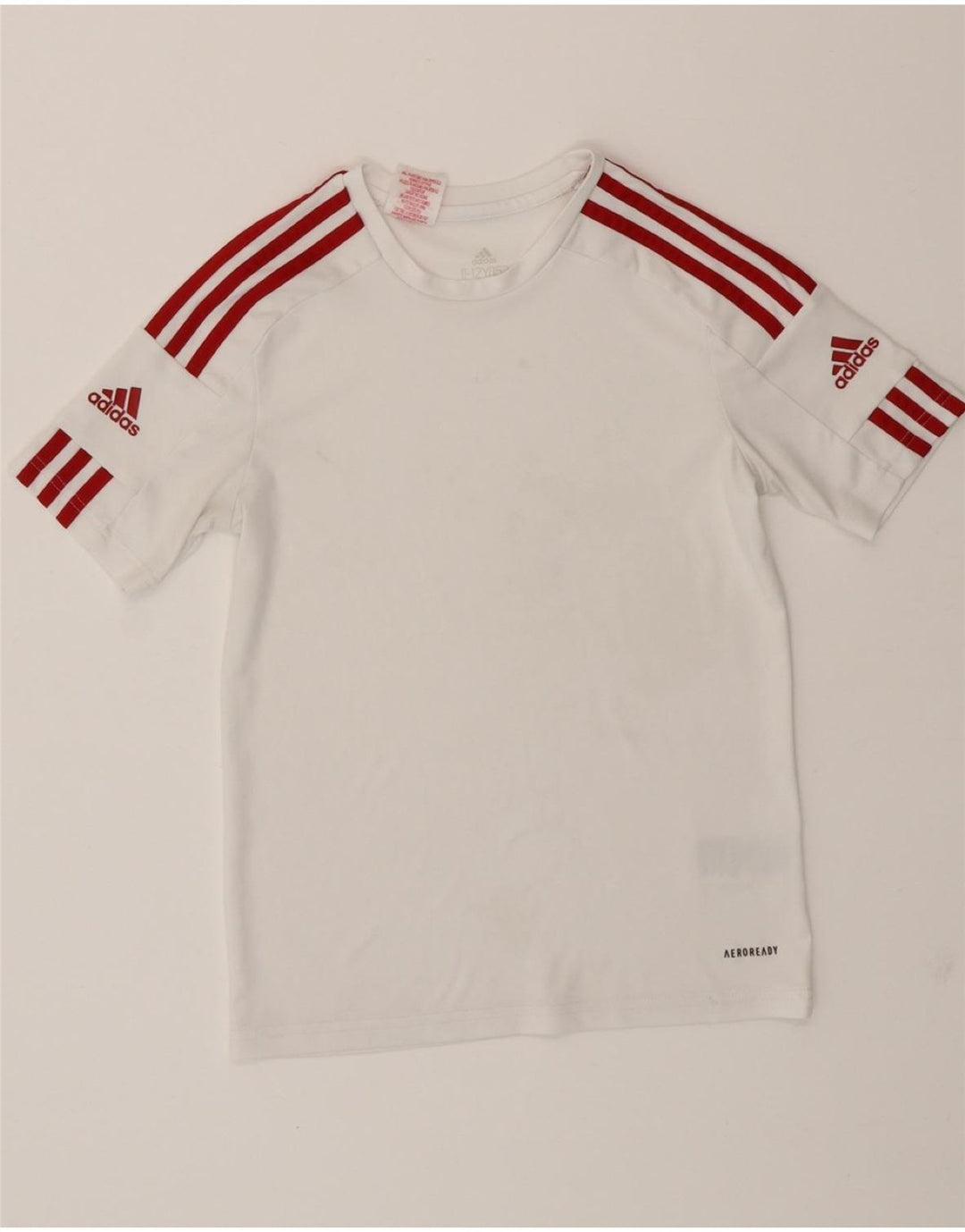 ADIDAS Boys Aeroready T-Shirt Top 11-12 Years White Polyester Vintage Adidas and Second-Hand Adidas from Messina Hembry 