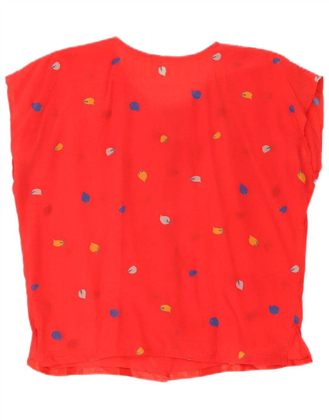 VINTAGE Womens Abstract Pattern Short Sleeve Shirt Blouse UK 14 Large Red