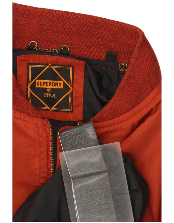 Damska kurtka bomber oversize Superdry UK 8, mała, czerwona nylonowa