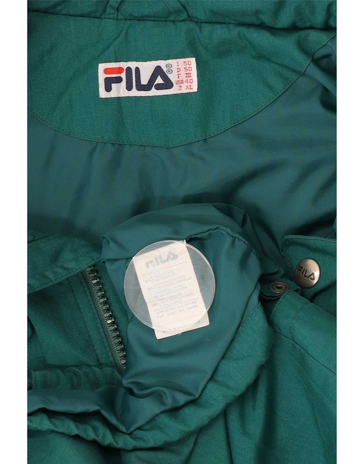 Męska kurtka użytkowa z kapturem Fila IT 50, duża, zielona, poliestrowa