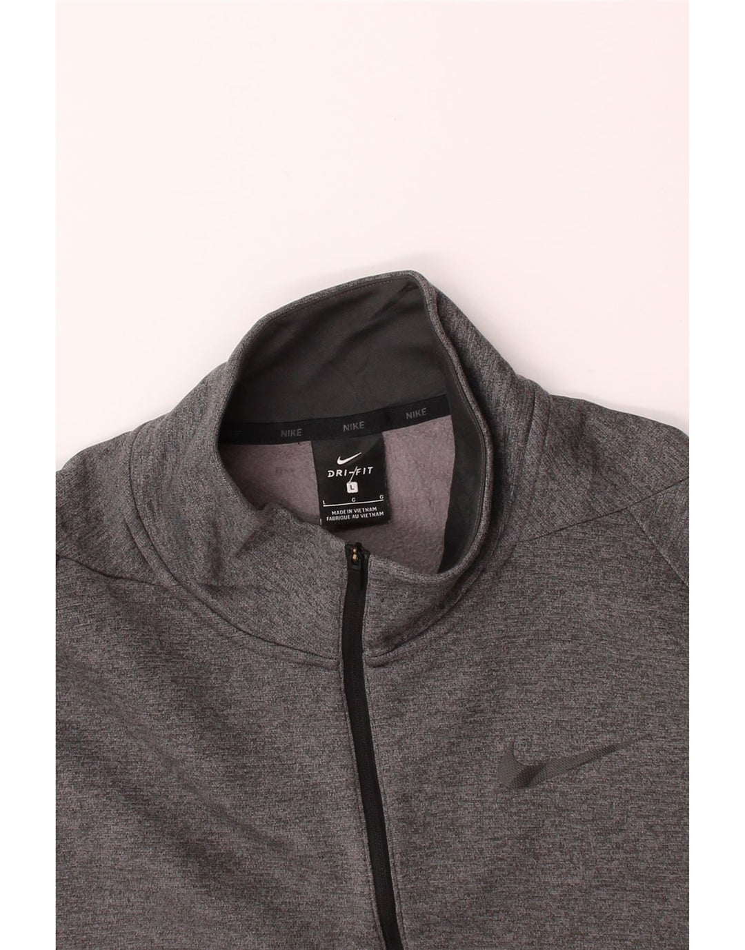 NIKE Mens Dri Fit Zip Neck Sweatshirt Jumper Large Grey Polyester Vintage Nike and Second-Hand Nike from Messina Hembry 