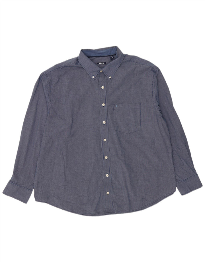 Izod Męska koszula o luźnym kroju 2XL, niebieska, bawełniana kratka, klasyczna