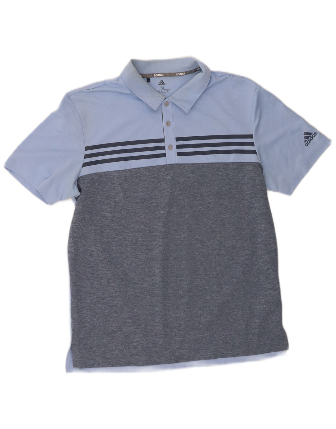 ADIDAS Mens Polo Shirt Medium Blue Colourblock Polyester