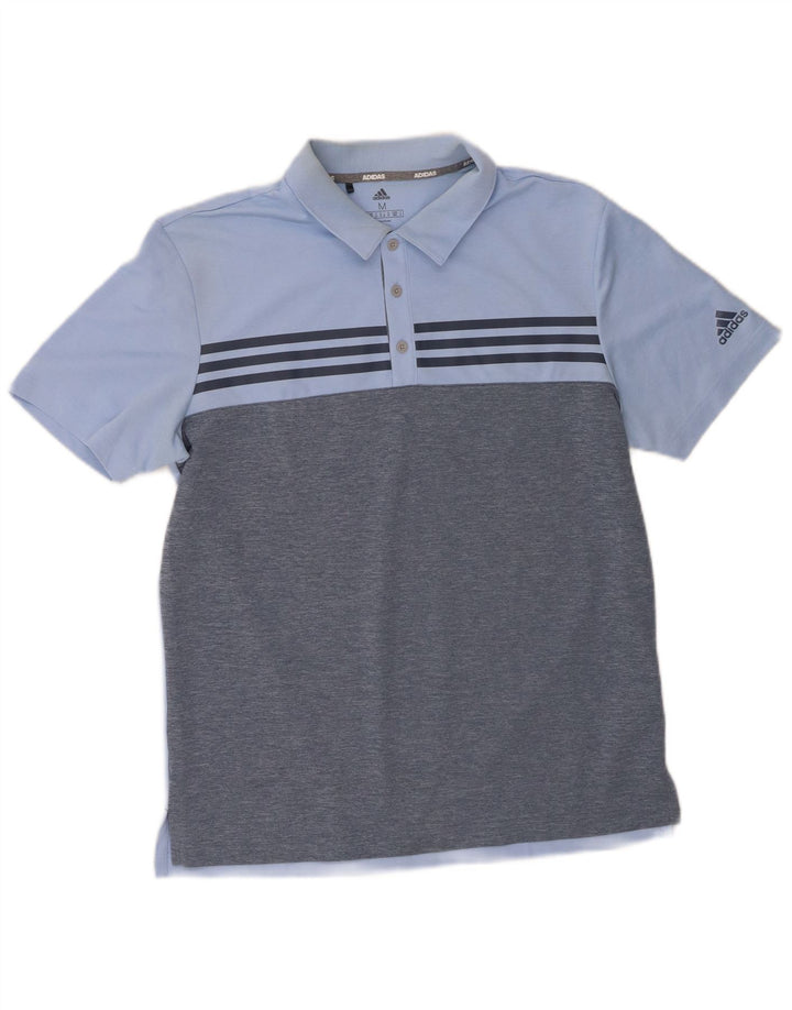 ADIDAS Mens Polo Shirt Medium Blue Colourblock Polyester