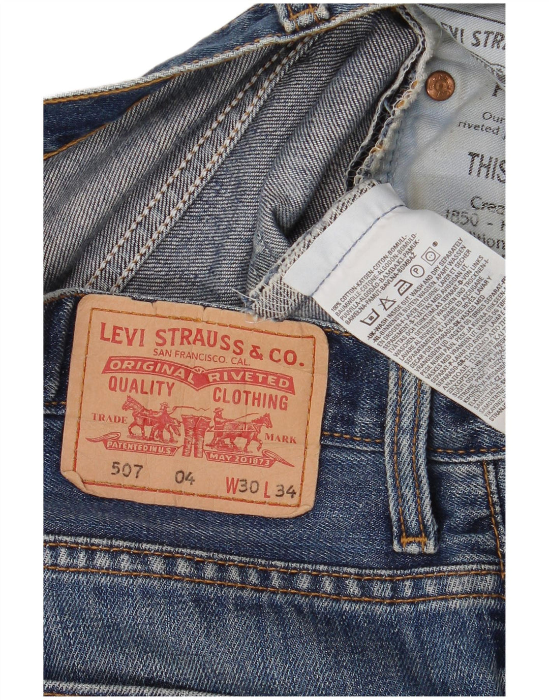 Damskie spodenki jeansowe Levi's 507 W30 Średnioniebieskie bawełniane