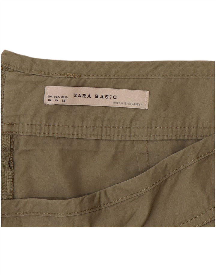 ZARA Womens Mini Skirt XL W36  Khaki Cotton
