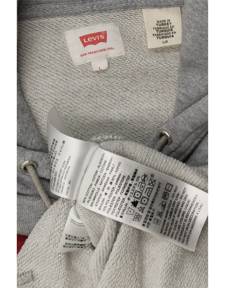 Męski sweter z kapturem z grafiką Levi's, duży, szary, bawełniany