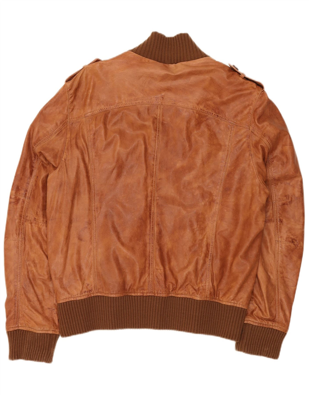 GYPSY Męska wojskowa kurtka bomberka skórzana UK 40 duża brązowa skóra