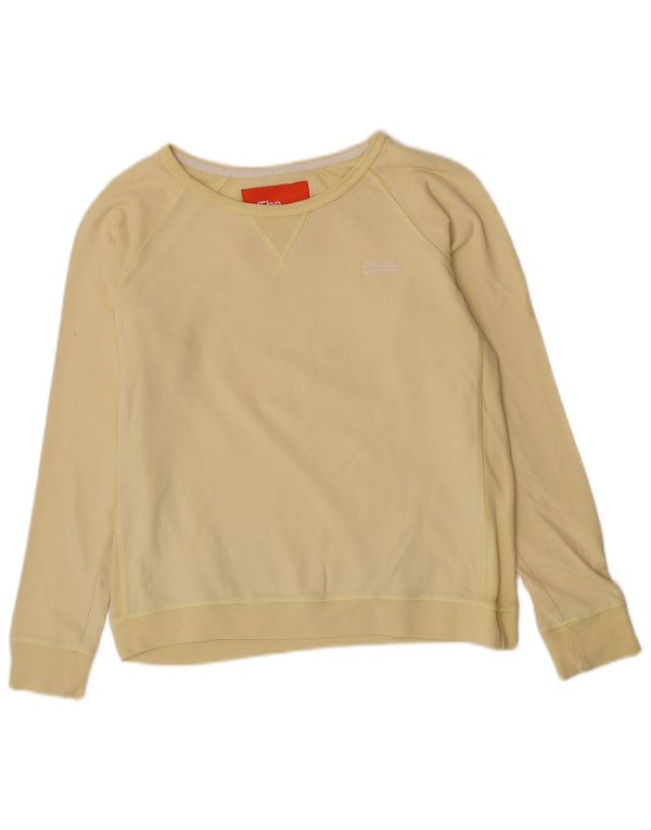 Damski top Superdry z długim rękawem, UK 14, duży, żółty, bawełniany