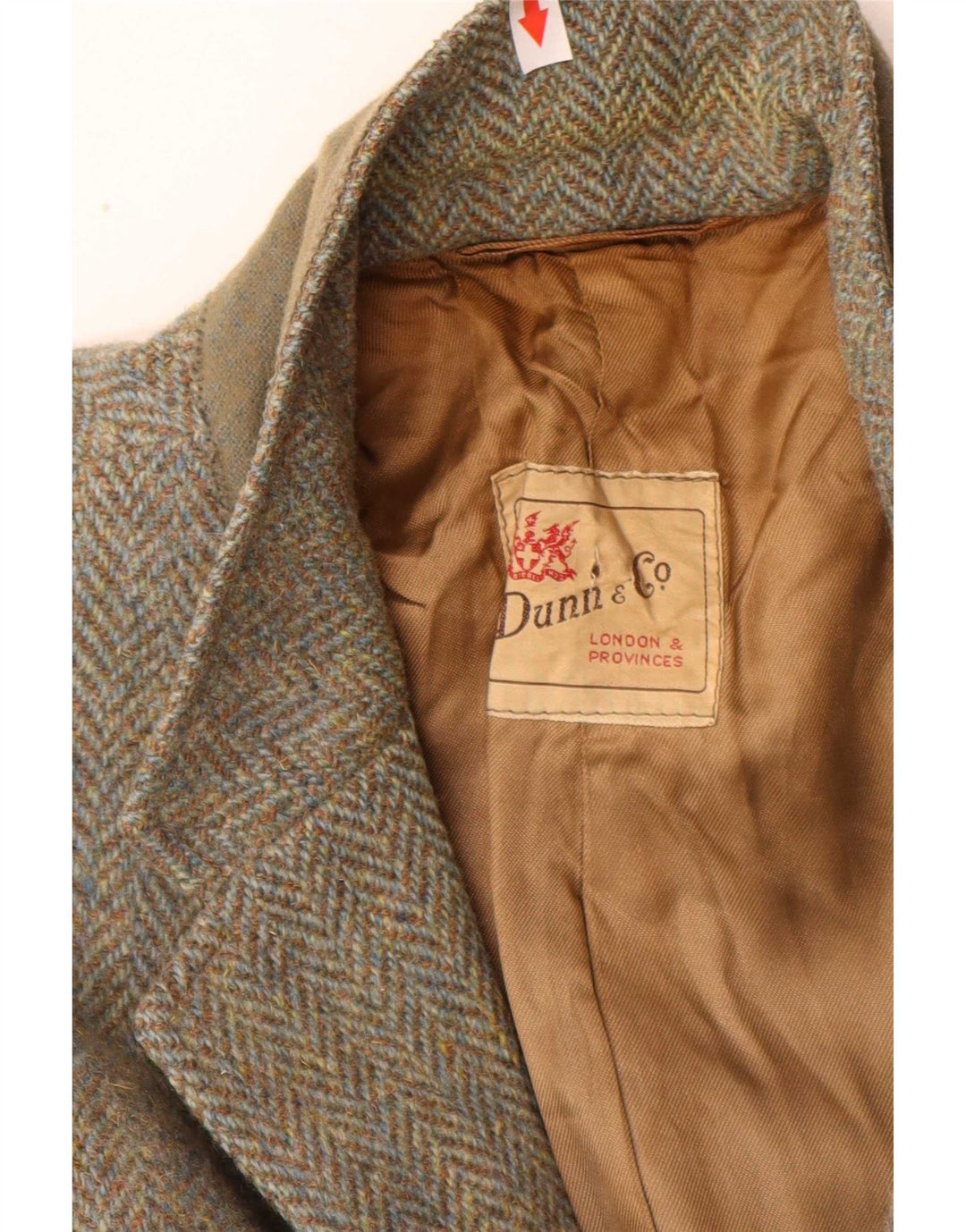 Dunn & Co Męskie Harris Tweed UK 40 Duży brązowy wełniany klasyk w jodełkę