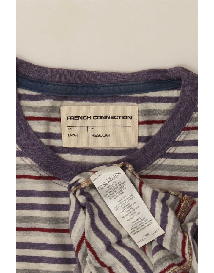 T-shirt męski French Connection Top, duży, wielokolorowy w prążki