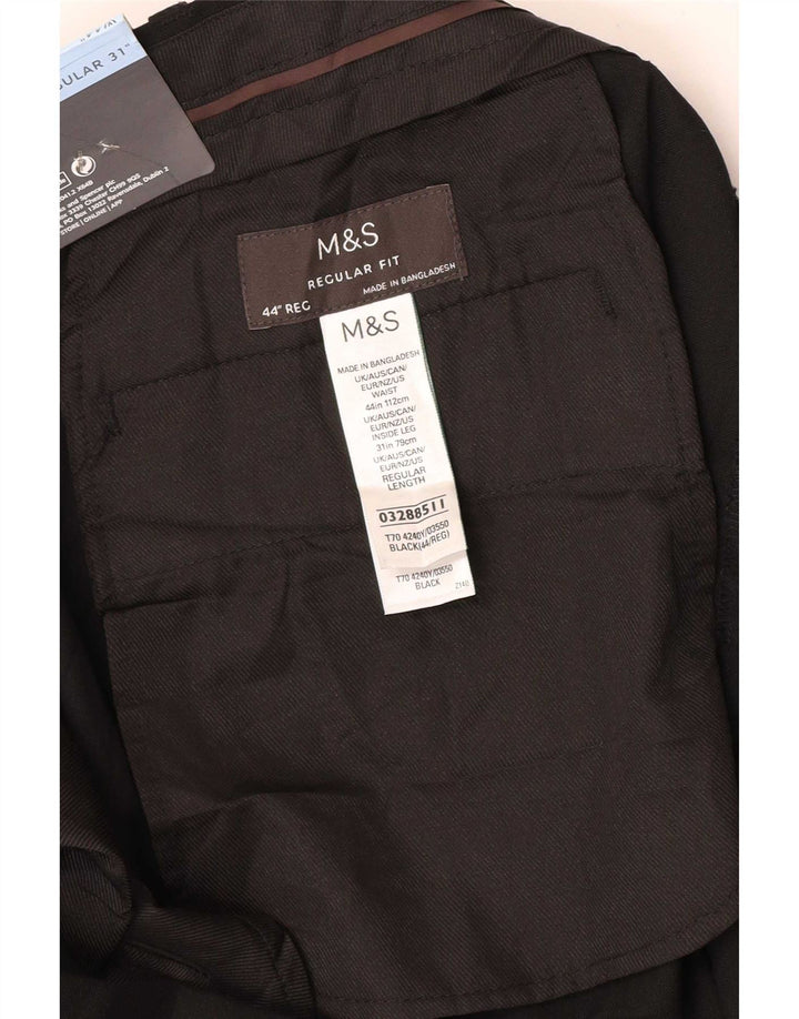 Męskie spodnie chino o regularnym kroju Marks & Spencer W44 L31 Czarny poliester