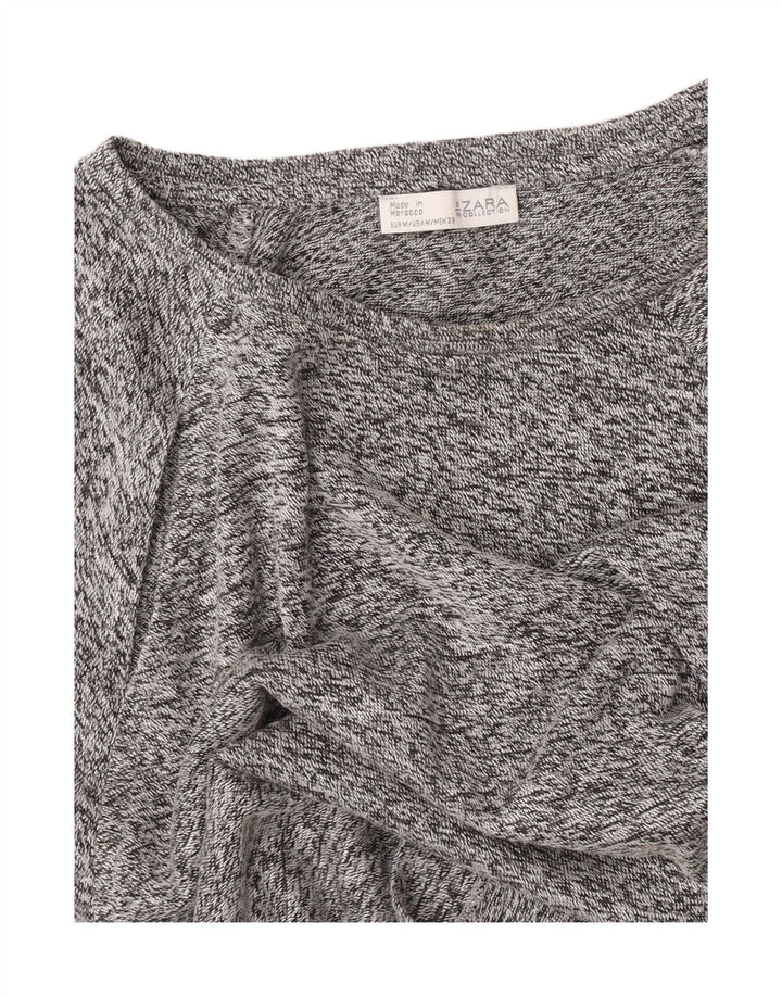 Damski T-shirt Zara Crop Top UK 14 Średni Szary Nakrapiany