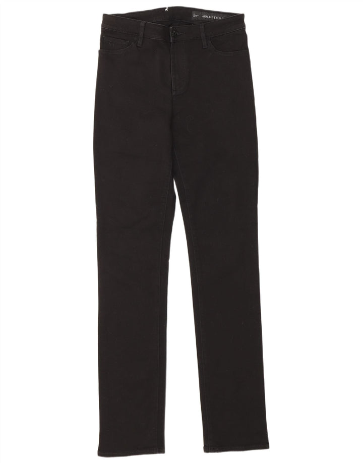 ARMANI EXCHANGE Damskie proste dżinsy W28 L32 Czarne bawełniane