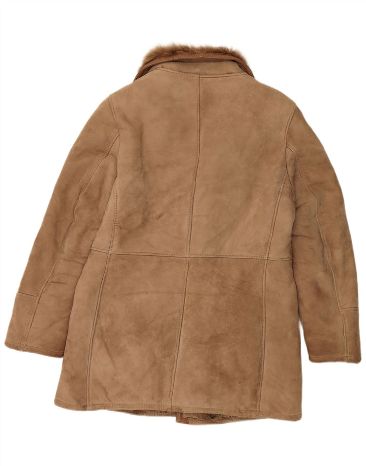 Męska kurtka shearling z podwójnymi piersiami w stylu vintage IT 50, duża brązowa skóra