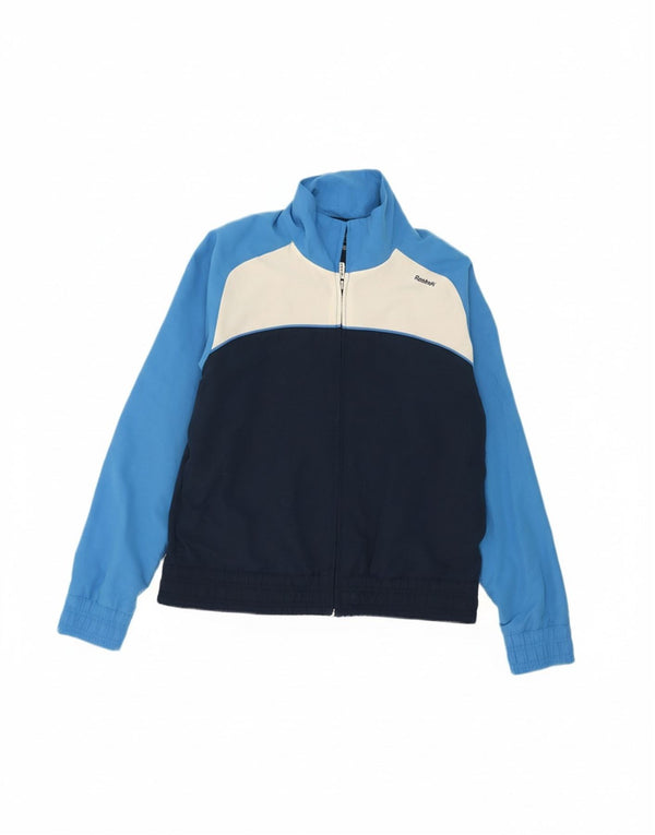 REEBOK Womens Tracksuit Top Jacket UK 14 Medium Navy Blue Colourblock
