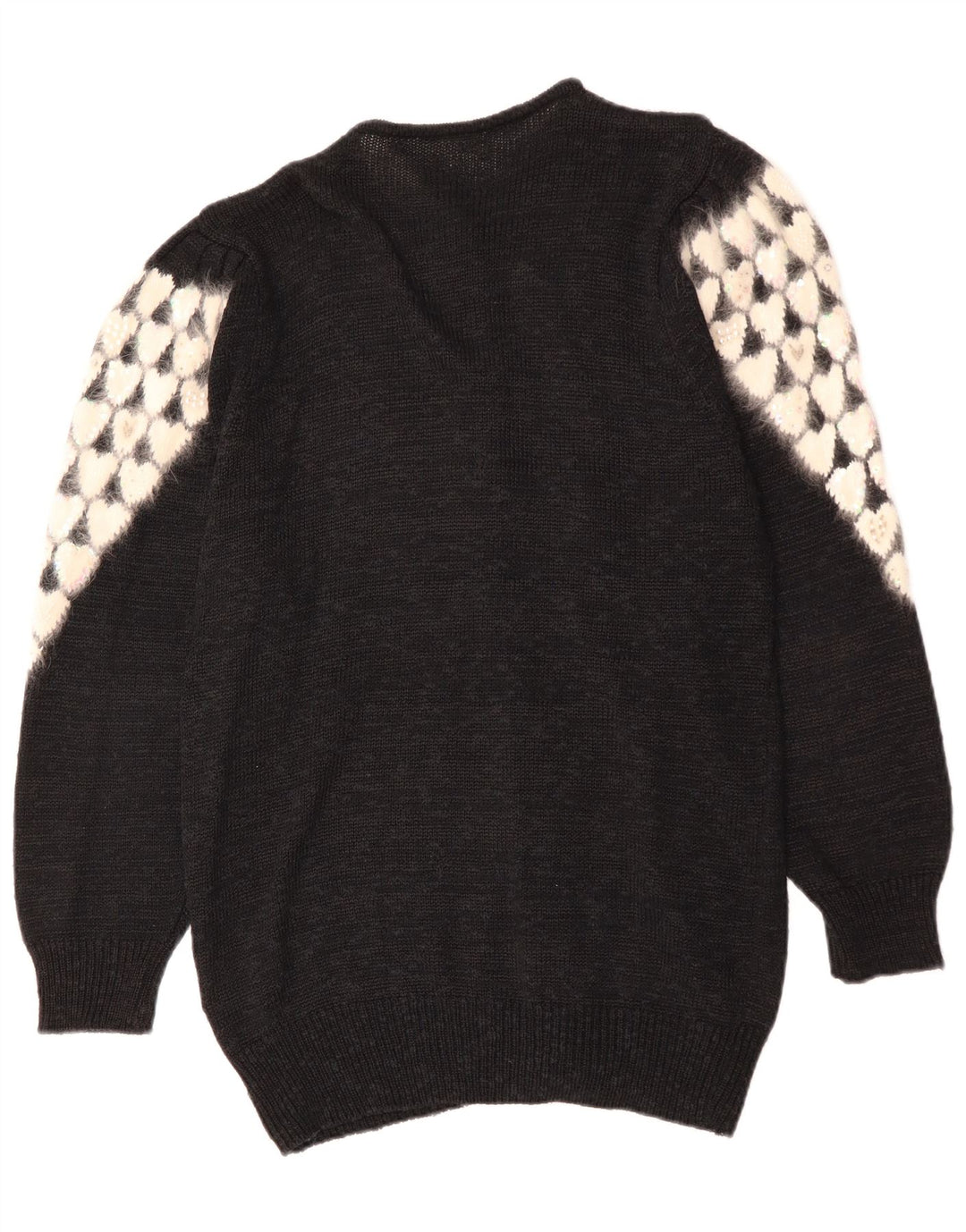 Sweter damski w stylu vintage, EU 38, średni czarny, poliakrylowe serce