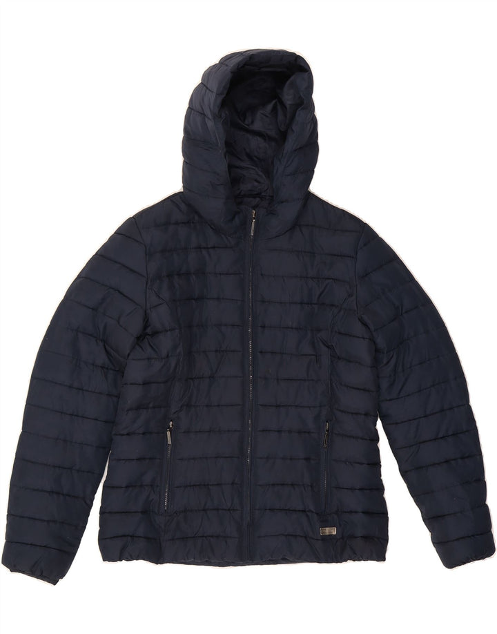 CHAMPION Womens Heritage Fit Hooded Padded Jacket IT 44 Medium Navy Blue Vintage Champion and Second-Hand Champion from Messina Hembry 