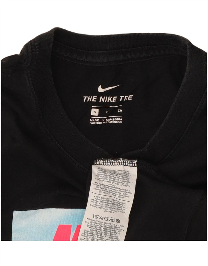 Męski T-shirt z grafiką Nike, mały, czarny, bawełniany