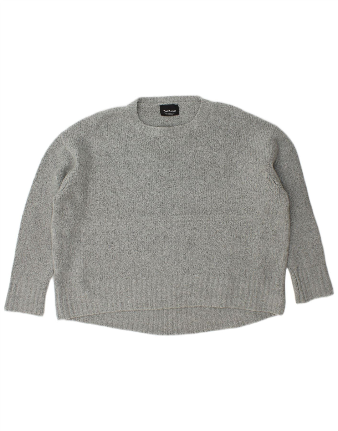 Damski sweter oversize z wycięciem pod szyją Zara UK 14 Średni szary akryl