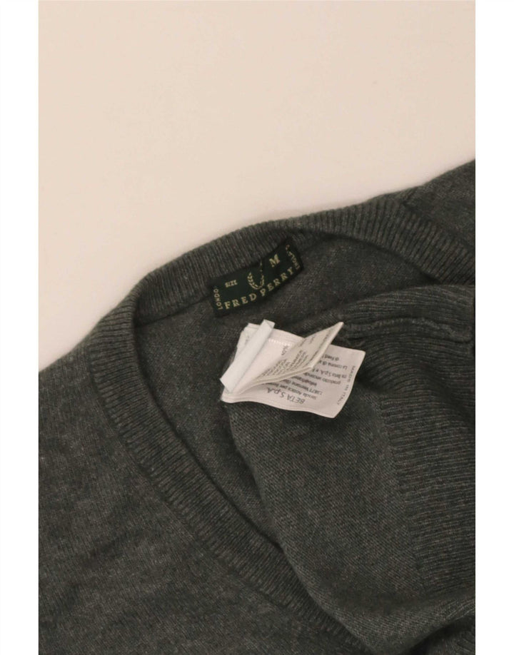 Sweter damski Fred Perry z dekoltem w kształcie litery V, UK 12, średnioszary, wełniany
