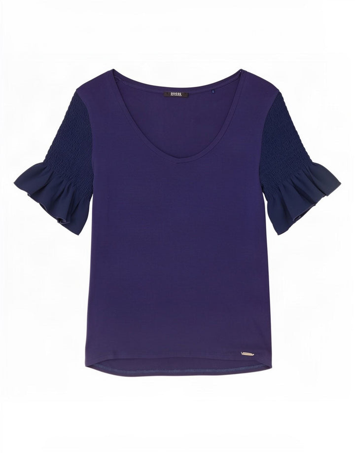 Bluzka damska Guess Top UK 8 Mały granatowy Rayon z blokami kolorów